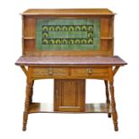 Arts & Crafts furniture by WARING & GILLOW; England, circa 1905.Oak wood and ceramic tiles.
