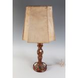 Table lamp late nineteenth century-early twentieth century. Foot carved wood, gilded and decorated