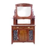 Modernist sideboard; Catalonia, ca. 1910.Mahogany wood, leaded glass and mirror.