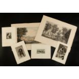 Set of six graphic works; 19th century.Engravings and lithographs.Some of them show slight damage