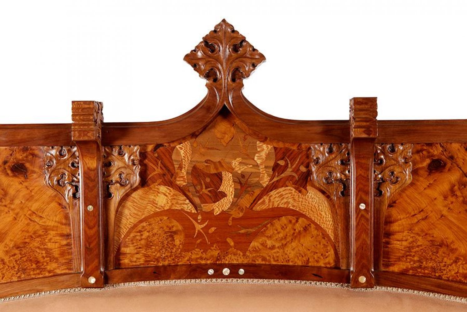 JOAN BUSQUETS I JANÉ (Barcelona, 1874 - 1949).Modernist sofa, ca. 1900.Walnut, metal, mother-of- - Image 6 of 7