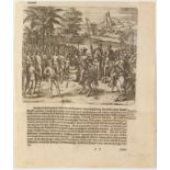 German school; 18th century."Pizarro talking to Atahualpa". Engraving on paper.It presents light