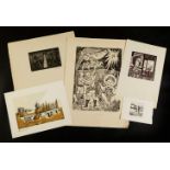 Set consisting of six graphic works by various authors; 20th century.Five engravings and one