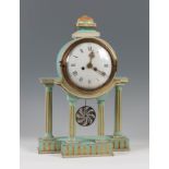 Louis XVI clock; France, late 18th century.Polychromed and gilded wood.Measurements: 48 x 32 x 14