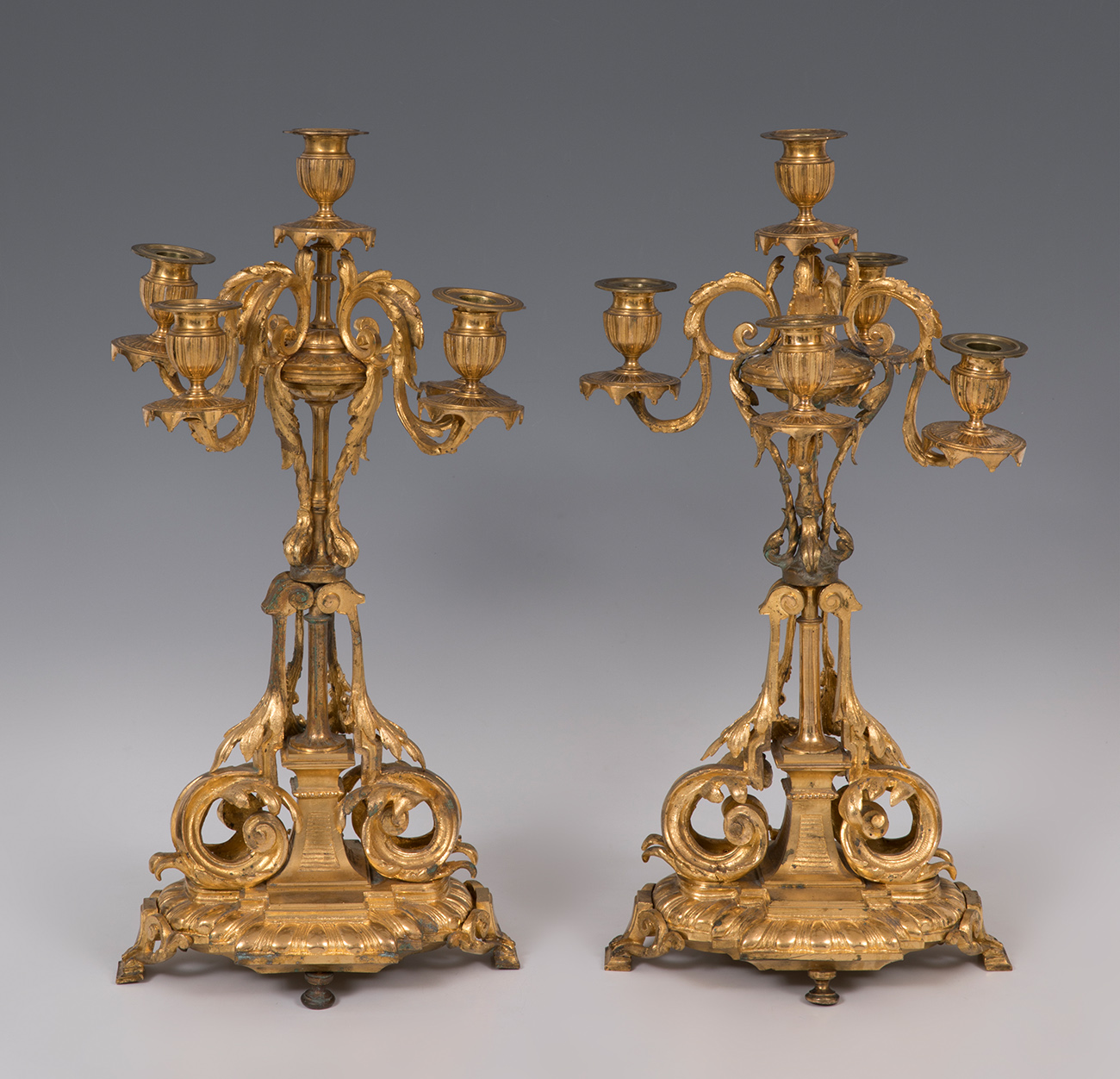 Pair of candlesticks; Napoleon III, late 19th century.Gilt bronze.Slight marks of use. - Image 4 of 5