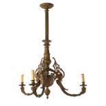 Neo-Gothic gas lamp, ca. 1880.Gilt bronze.Formerly gas, now electrified.Typical wear and tear of the