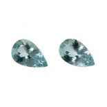 Pair of knob cut aquamarines, with a weight of ca. 9.24 carats.Measures: 16 x 10 mm.Aquamarine is