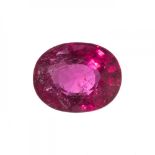Rubellite tourmaline, oval cut, weighing ca. 9.96 carats. Measurements: 14.8 x 11.8 x 7.98 m.It is a