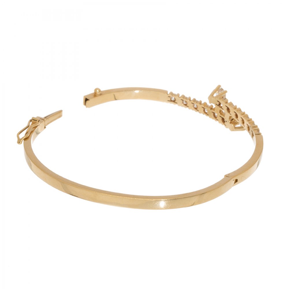 18k yellow gold bracelet with two rows of diamonds, brilliant-cut, I/H colour, SI1 purity, total - Image 2 of 2