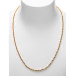 Necklace in 18kt yellow gold. Solid Neapolitan cord model with Italian clasp. With hallmarks. Gold
