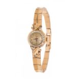 LONGINES watch, early 1950s model, for ladies.In 18kt yellow gold. Circular case with champagne-