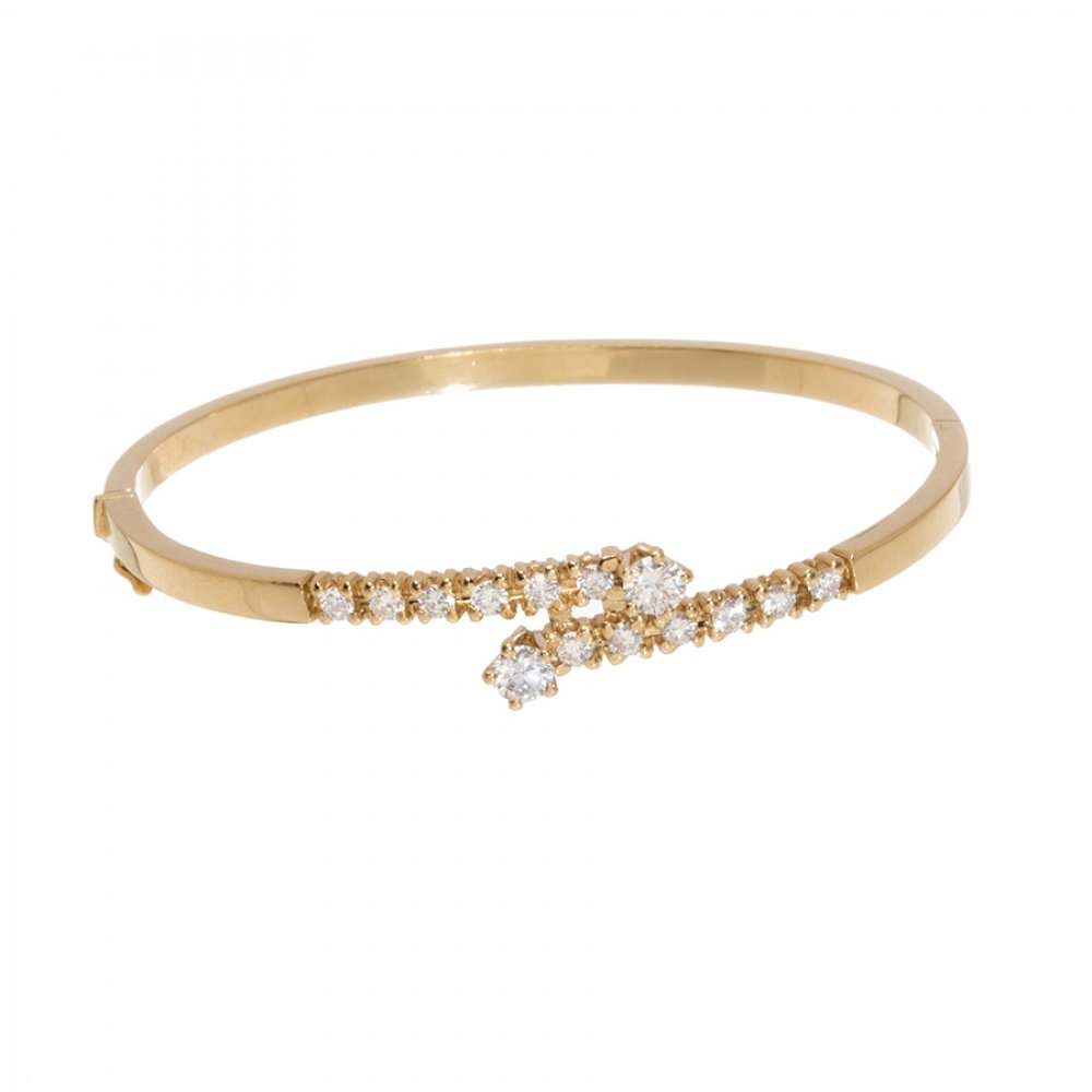18k yellow gold bracelet with two rows of diamonds, brilliant-cut, I/H colour, SI1 purity, total