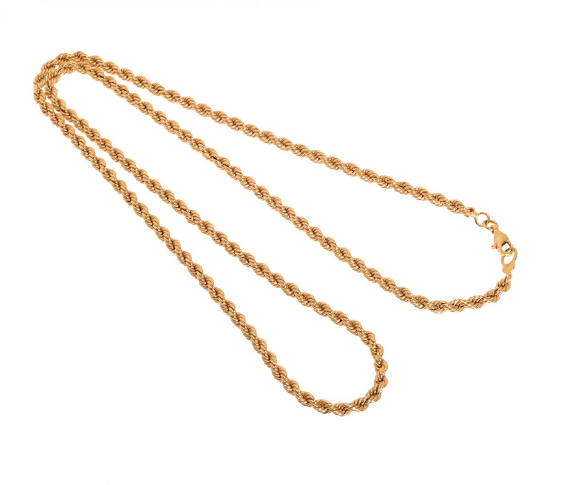 Necklace in 18kt yellow gold. Solid Neapolitan cord model with Italian clasp. With hallmarks. Gold - Image 2 of 3