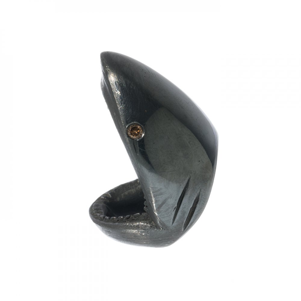 "Thomas Thorp" ring in silver platinum for men. Shark model in silver-platinum and bronzed diamonds. - Image 3 of 3