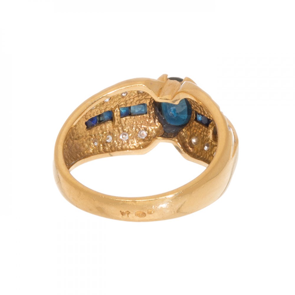 Ring in 18k yellow gold BVLGARI style. With central oval-cut natural sapphire, originally from Siam, - Image 2 of 2