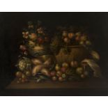Spanish school following 17th century; 19th century."Still life".Oil on canvas. Re-coloured.With
