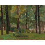 ELIE ANATOLE PAVIL (Russia, 1873-1948)."Parc Monceau.Oil on canvas.With information label on the