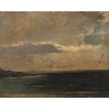 LEOPOLDO ROMANACH (Sierra Morena, Villa Clara, 1862 - Havana, 1951)."Marina".Oil on canvas. Re-