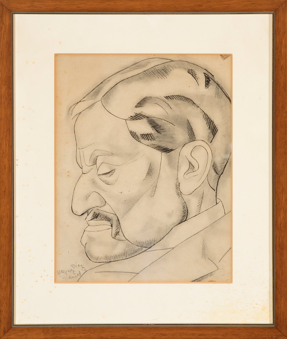 DANIEL VÁQUEZ DÍAZ (Nerva, Huelva, 1882 - Madrid, 1969)."Profile Portrait, 1923.Pencil on paper. - Image 3 of 3