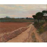 SANTIAGO RUSIÑOL (Barcelona, 1861 - Aranjuez, Madrid, 1931)."Landscape.Oil on canvas.Signed in the