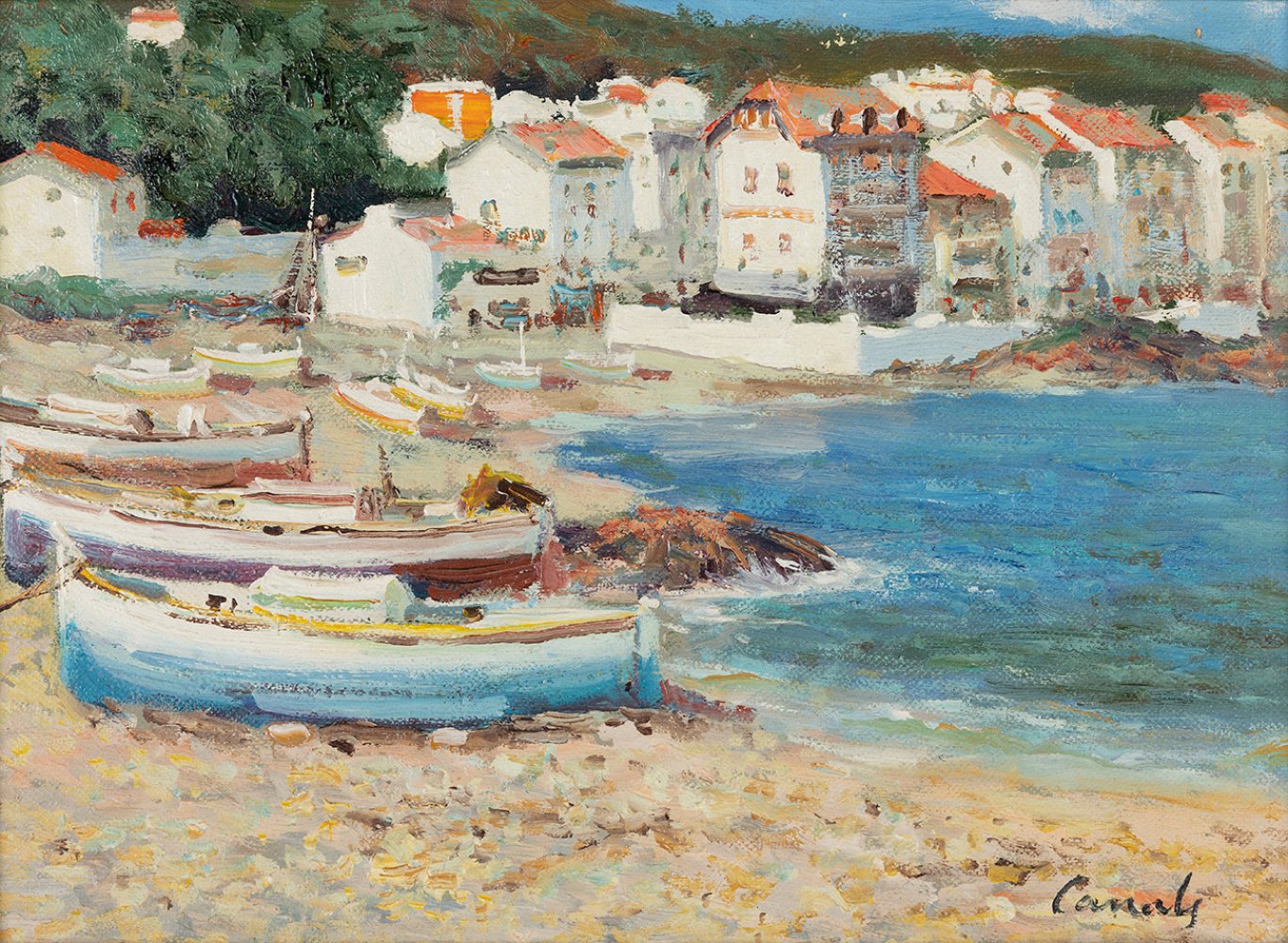 RICARD CANALS LLAMBÍ (Barcelona, 1876 - 1931)."Cadaqués, Costa Brava".Oil on canvas.Signed in the