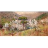 ANDRÉS LARRAGA Y MONTANER (Valtierra, Navarre, 1862 - Barcelona, 1931)."Almond trees in blossom".Oil