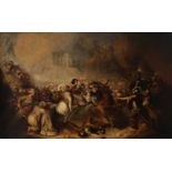 Spanish school; mid-19th century."Battle of the Reconquest".Oil on canvas.Measurements: 70 x 112 cm;