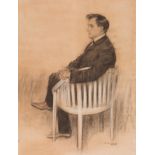 RAMON CASAS CARBÓ (Barcelona, 1866 - 1932)."Portrait of Enric Borras".Charcoal and pastel on paper.