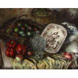 JOSÉ AGUIAR (Vueltas de Santa Clara, Cuba, 1898 - Madrid, 1976)."Still life".Oil on canvas.Signed in