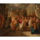 French school; circa 1810."The Expulsion from Thebes".Oil on canvas. Re-coloured.Presents a 19th