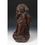 Spanish school, 18th century."Good Shepherd".Carved wood.It presents faults.Measurements: 39 x 18