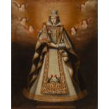 Catalan school, 18th century."Virgin of La Merced with the coat of arms of Barcelona".Oil on