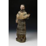 Novo-Hispanic or Spanish school; late 18th century."Saint Francis Xavier".Carved and polychromed