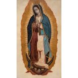 Mexican school of the 18th century."Virgin of Guadalupe".Oil on canvas.Size: 178 x 104 cm; 189 x 115