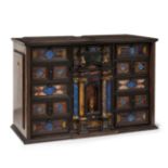 Cabinet; Italy, 17th century.Wood, lapis lazuli, agate, jasper marble and bronze.It has an 18th-