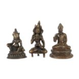 3 buddhistische Bronzefiguren