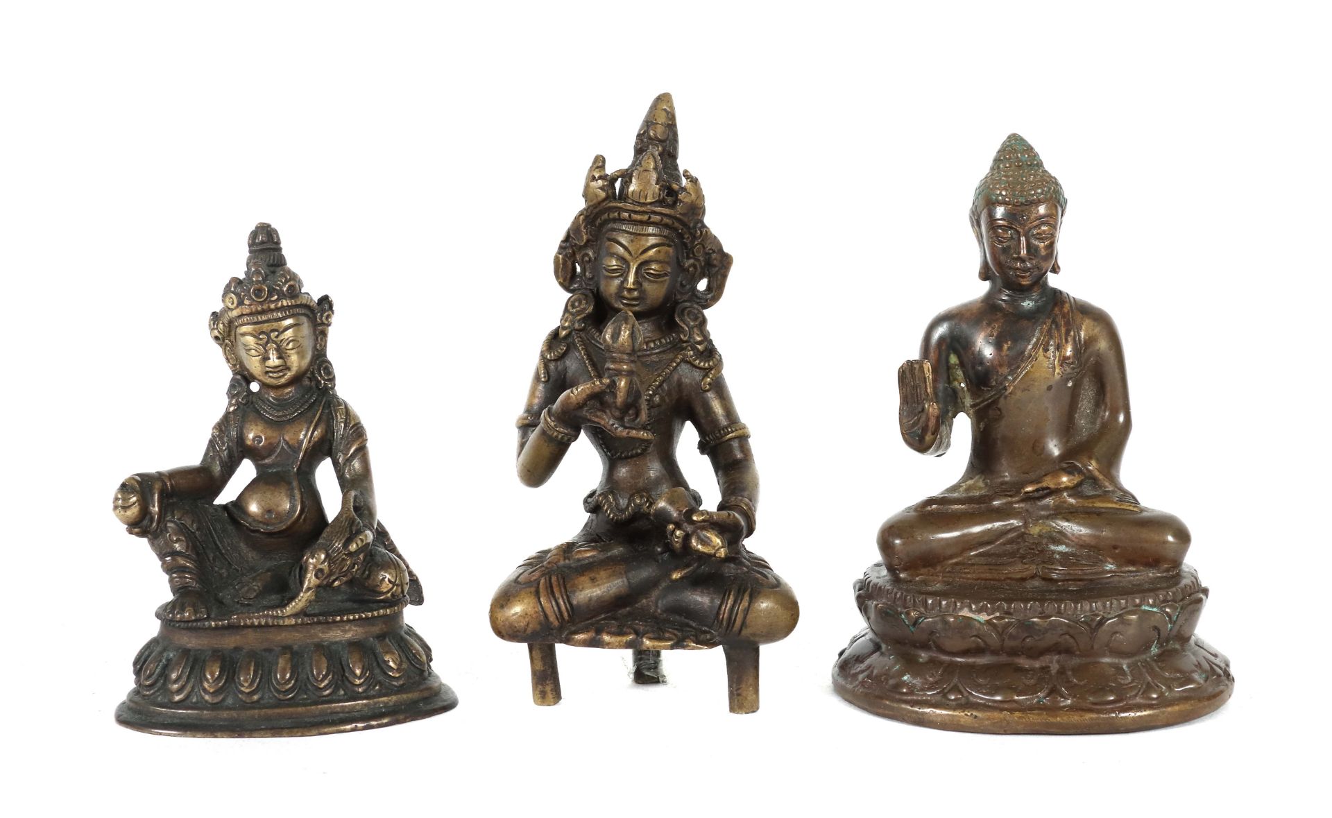 3 buddhistische Bronzefiguren