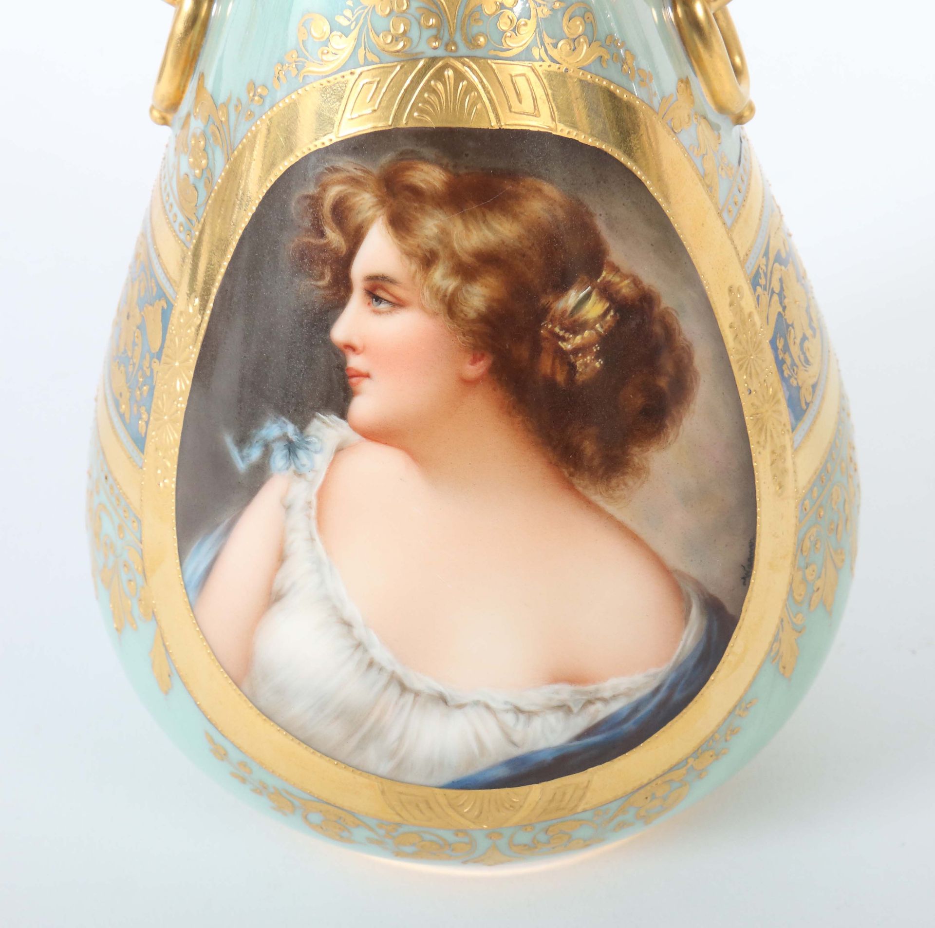 Vase mit Damenportrait Frankreich, - Bild 4 aus 6