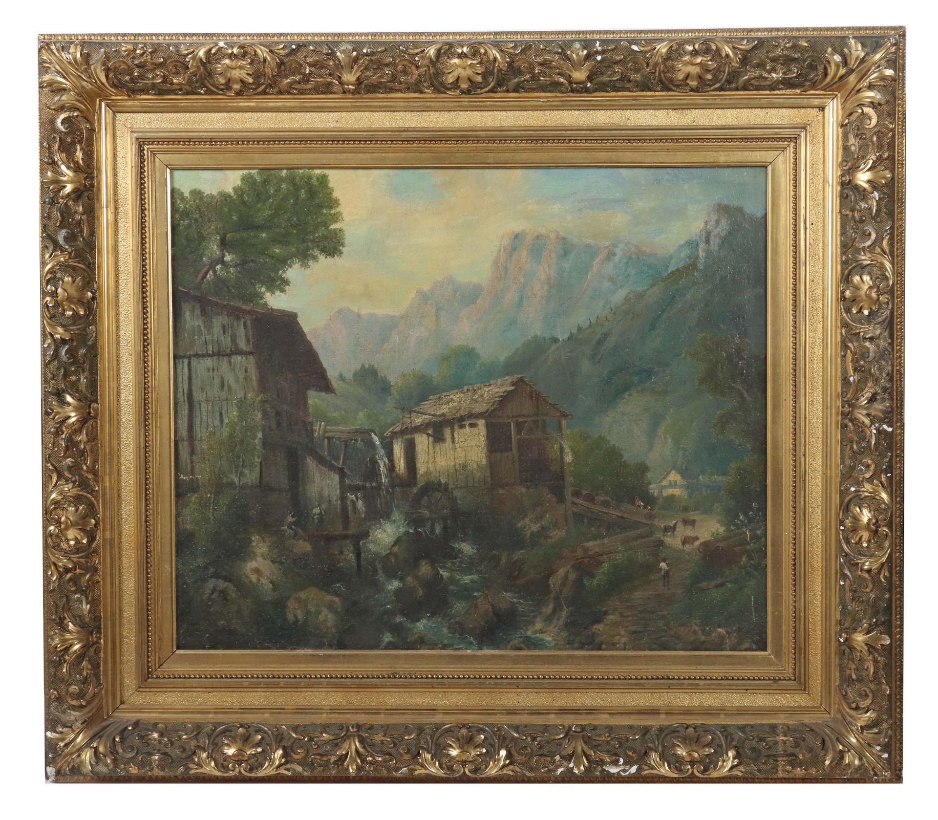 Maler des 19. Jh. "Bachlauf mit Mühle" - Bild 2 aus 3