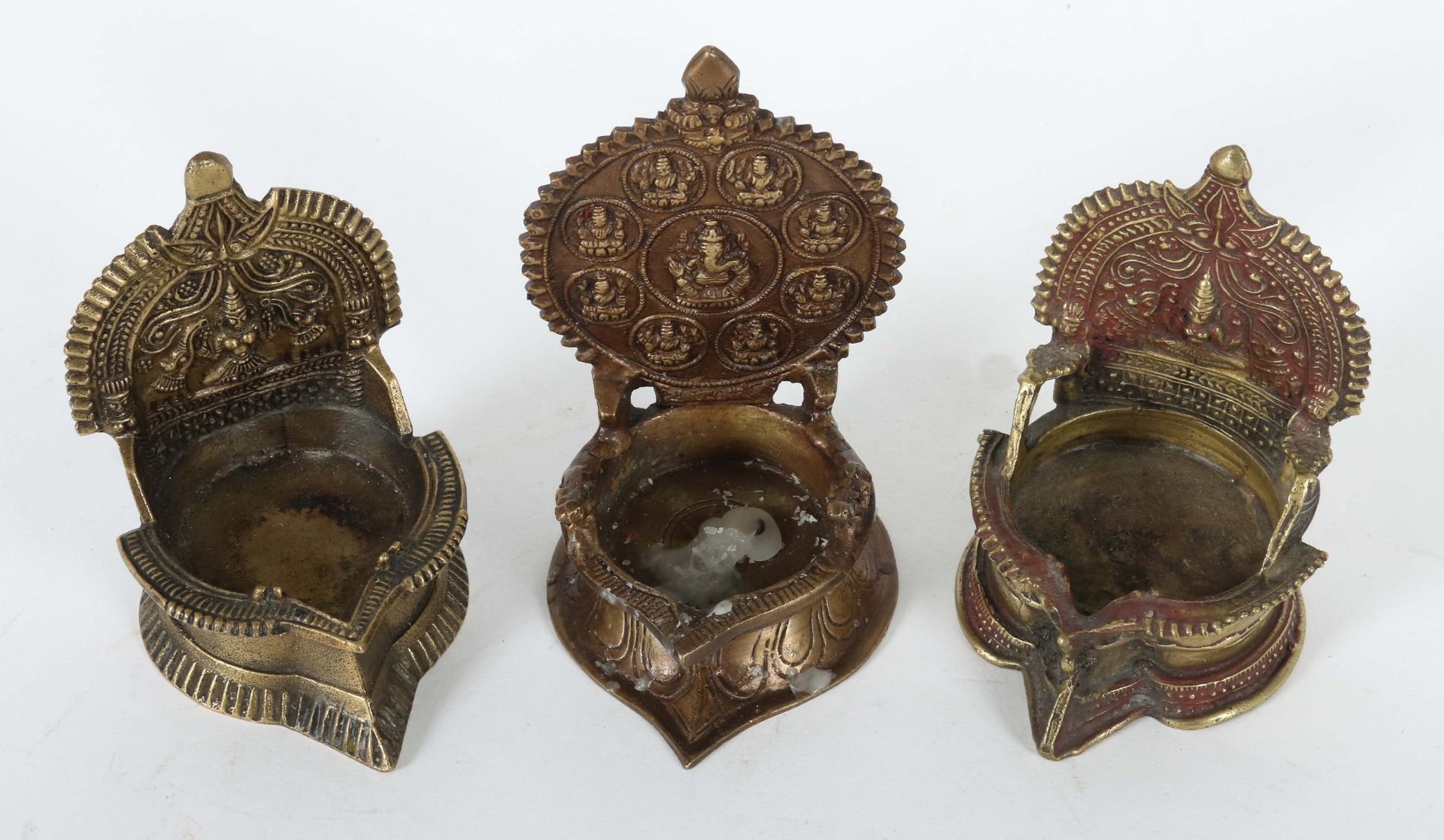 3 indische Öllampen alt bis antik, - Bild 2 aus 2