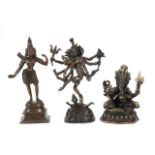 3 Bronzefiguren Indien, 2. Hälfte 20.