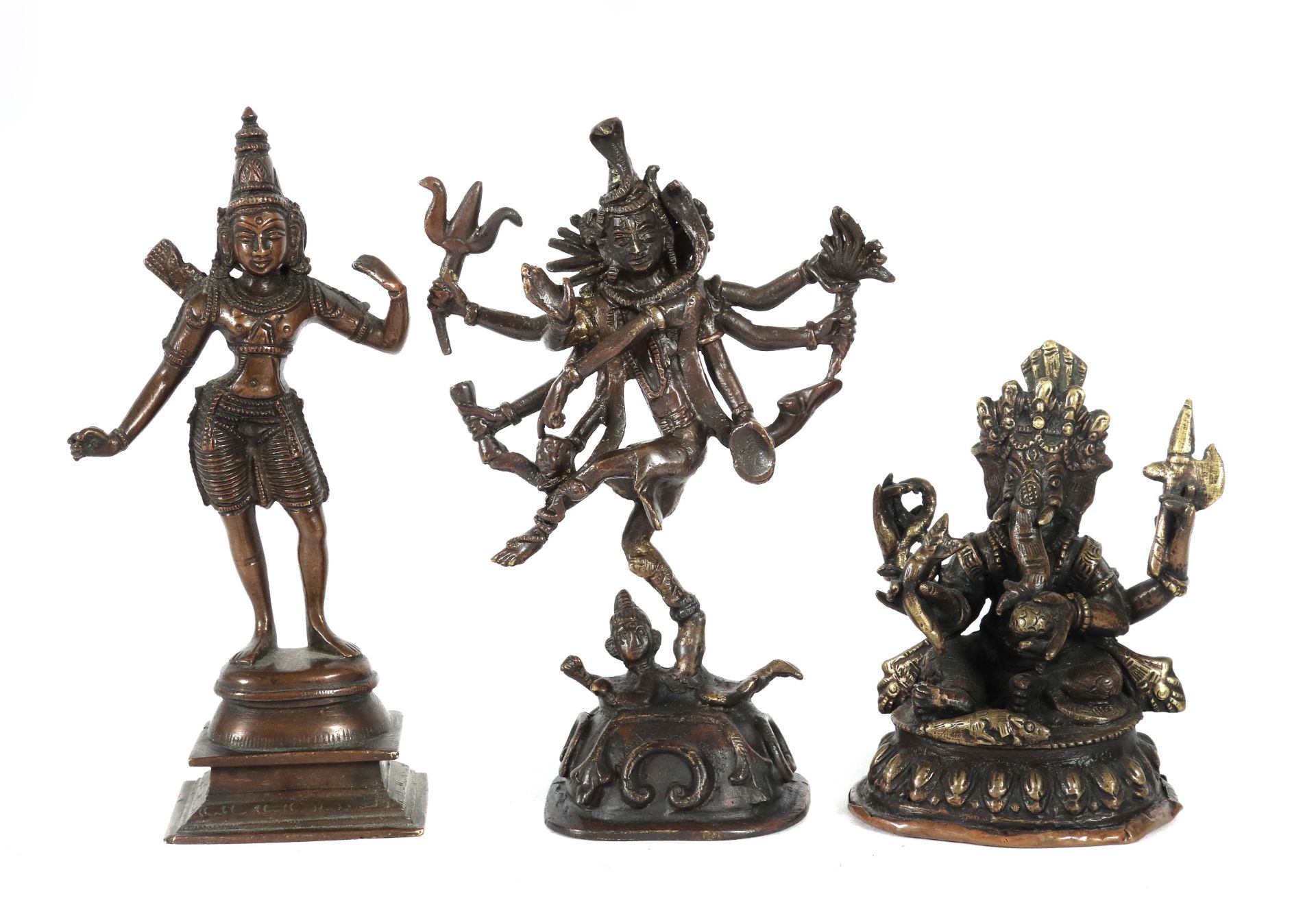 3 Bronzefiguren Indien, 2. Hälfte 20.