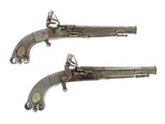 Paar Ganzmetall-Steinschlosspistolen