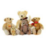 5 Teddybären Steiff und Herrmann, 1x