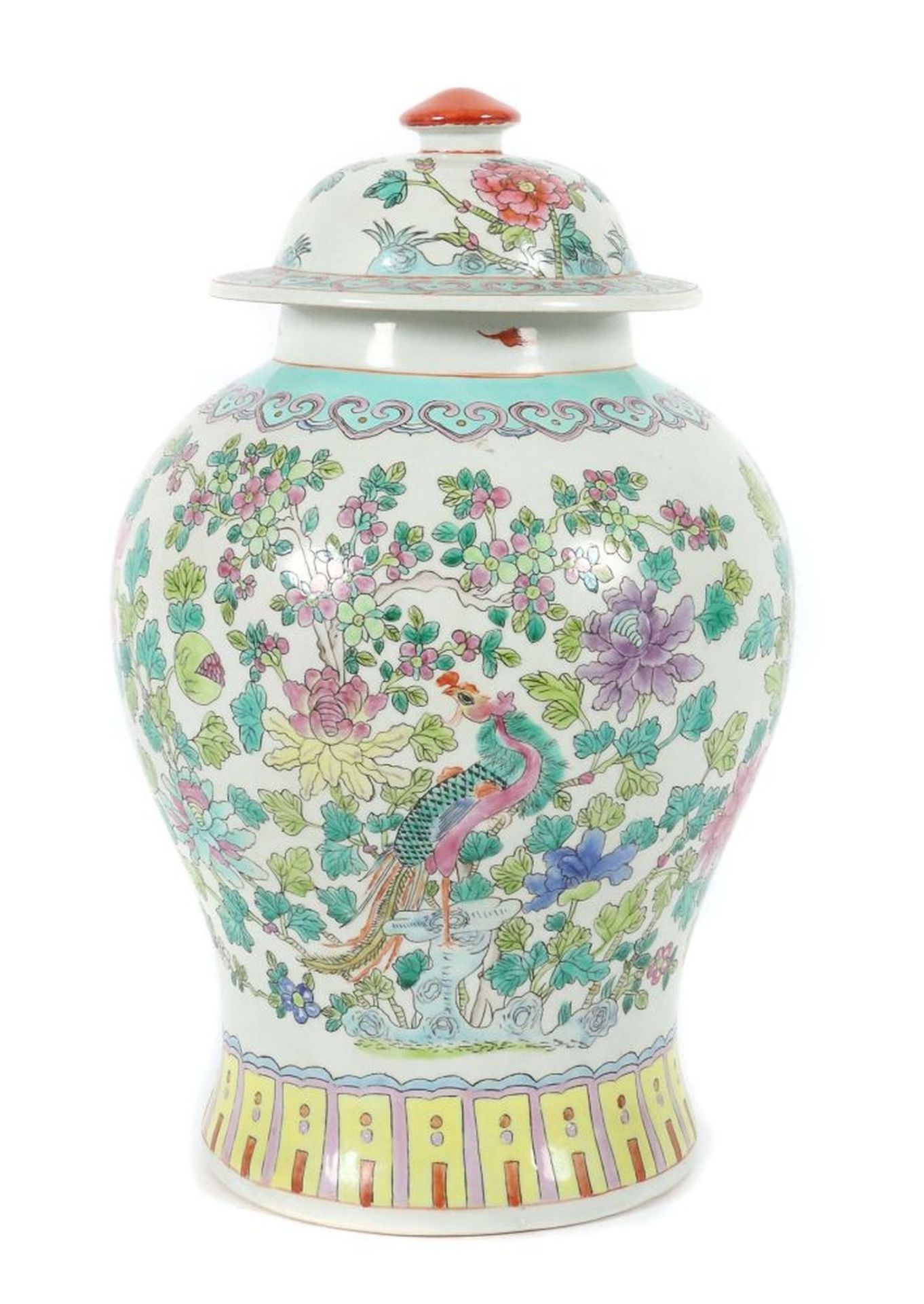 Deckelvase mit Blumen China, 20. Jh.,