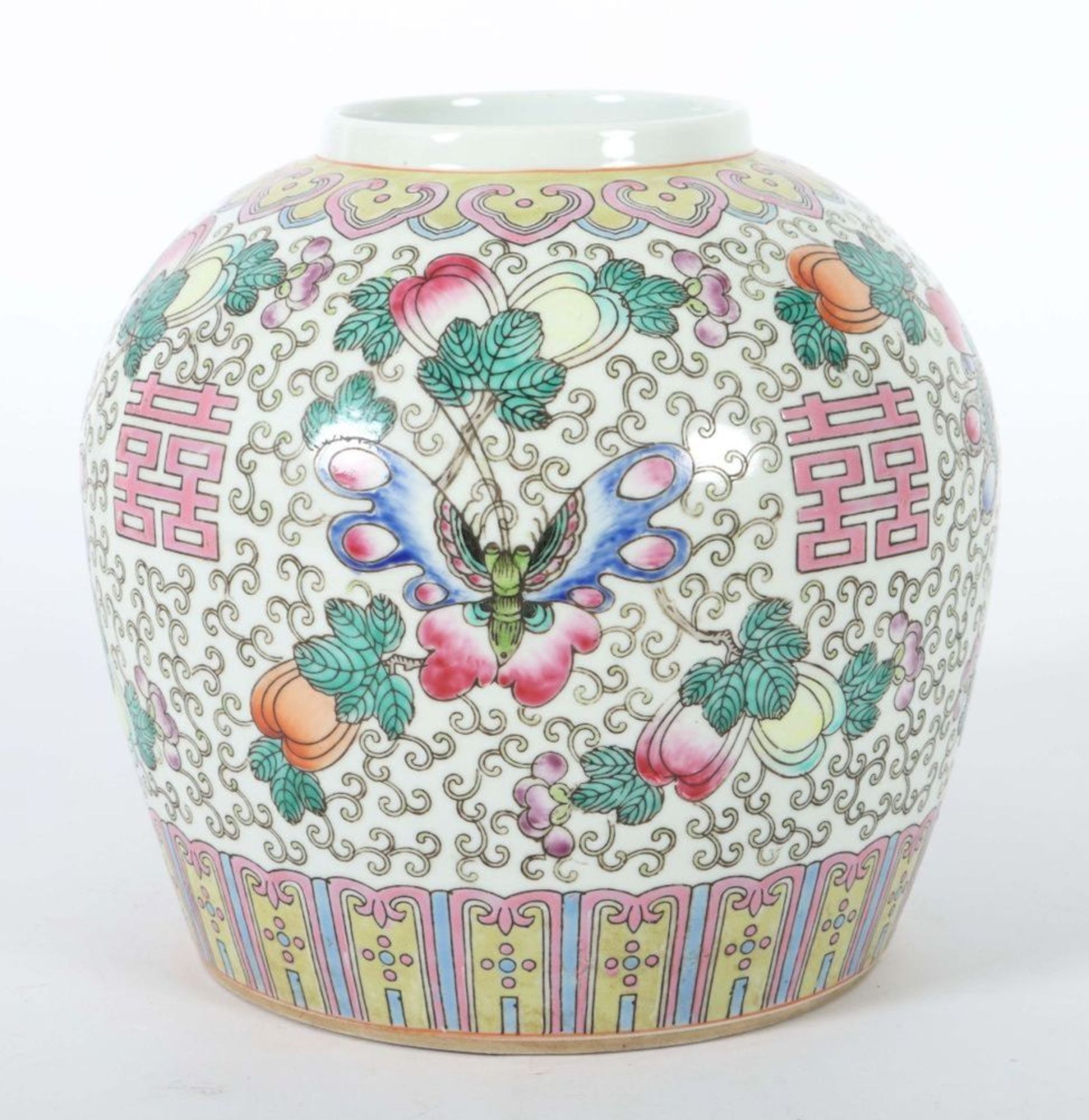 Bauchige "Famille-Rose" Vase China, - Image 2 of 4