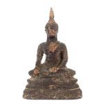 Sitzender Buddha wohl Laos, Steinguss,