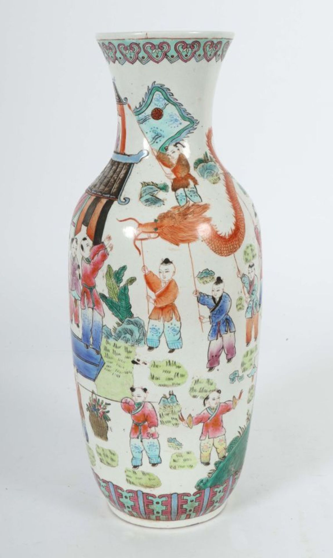 Famille-Rose Vase China, 2. Hälfte 20. - Image 2 of 5