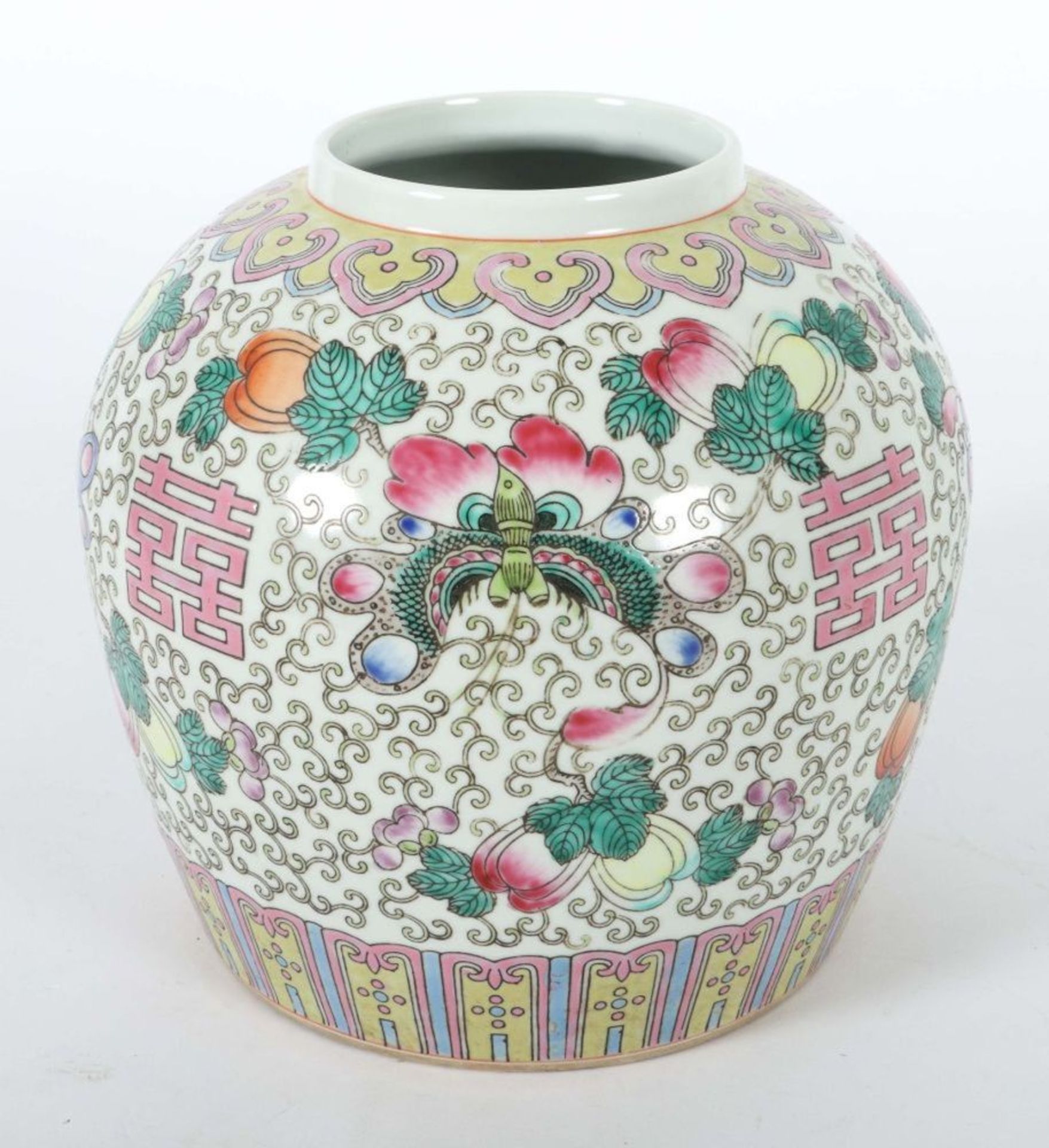 Bauchige "Famille-Rose" Vase China, - Image 3 of 4