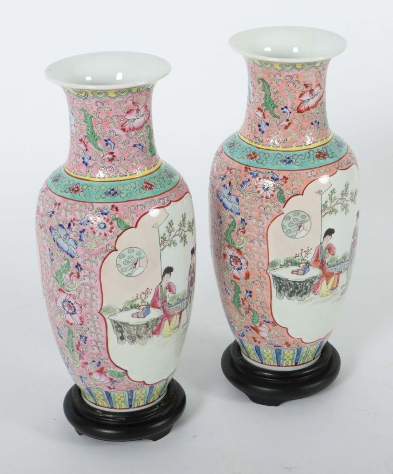 Paar "Famille rose"-Vasen China, 20. - Bild 3 aus 4